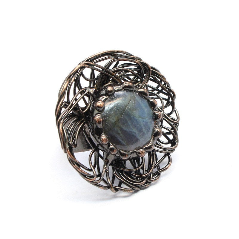 Natural stone personality retro raw stone ring