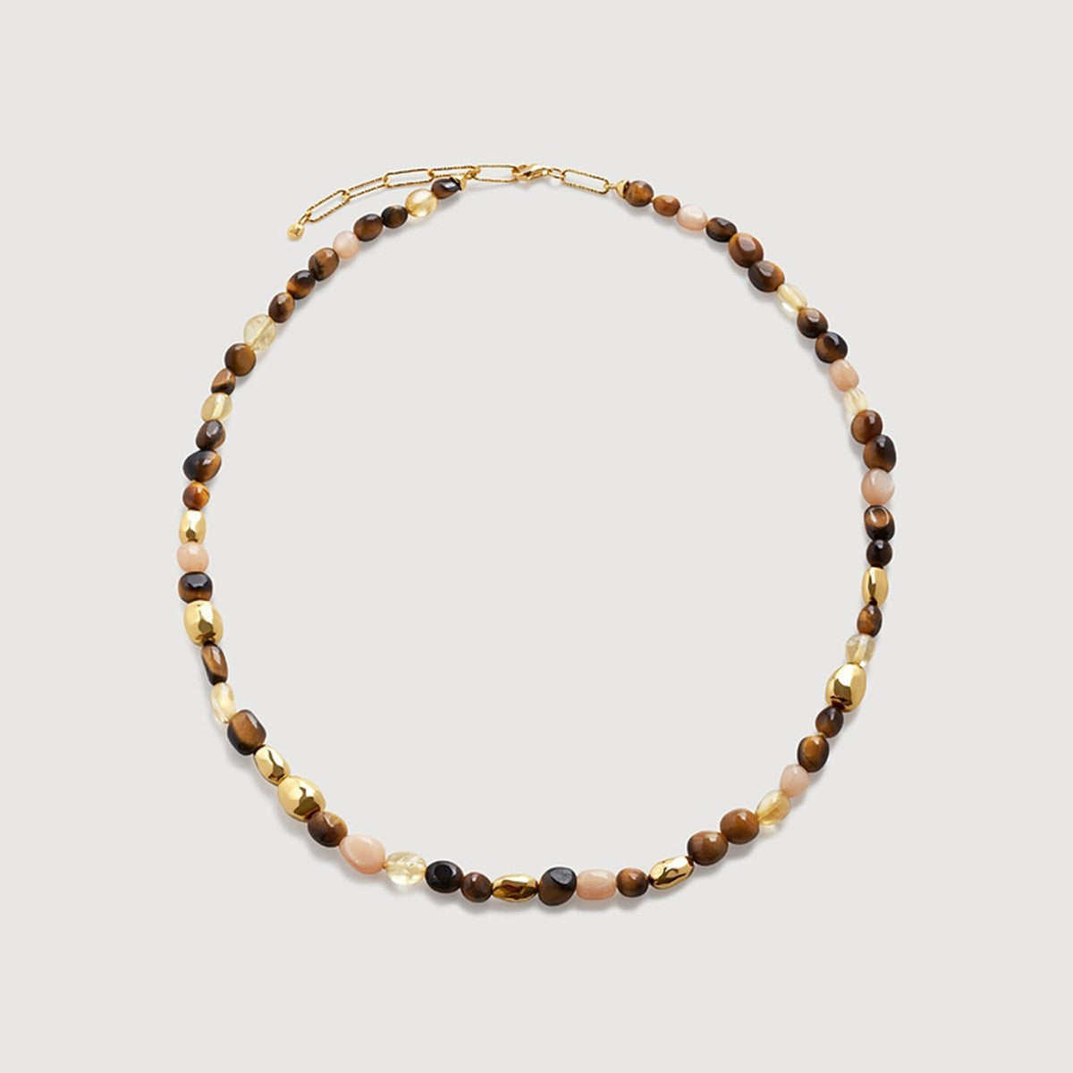 Irregular natural stone tiger eye blue pine bead necklace