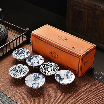 Blue and white porcelain teacup, Kung Fu cup