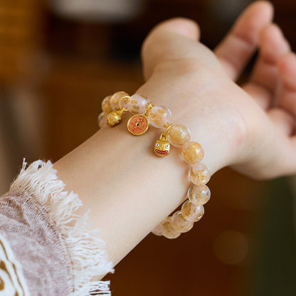 Incense Ash Glass Gold Devouring Beast Bracelet