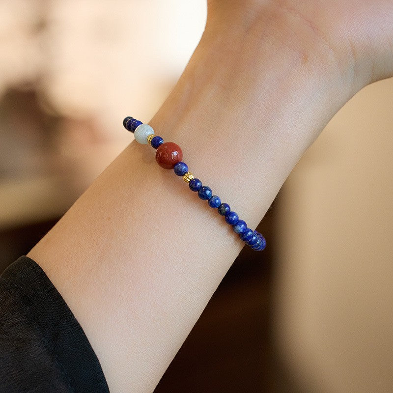 Natural lapis lazuli beads and ultra-fine bracelet