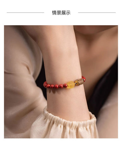 Cinnabar with beeswax agarwood bracelet 6/8mm