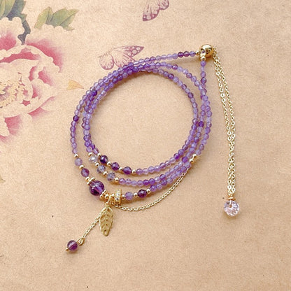 Amethyst Faceted Three Circle Bracelet