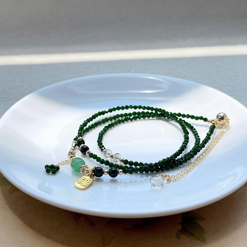 Green spinel three-circle bracelet