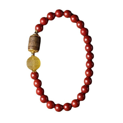 Cinnabar with beeswax agarwood bracelet 6/8mm