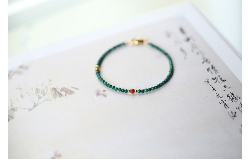 Malachite with South Red Agate 3mm Single Loop Bracelet