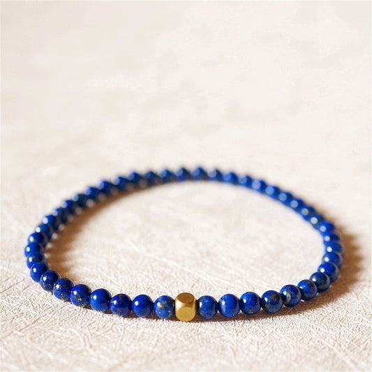 Lapis Lazuli Bracelet 4mm Single Loop Thin Bracelet