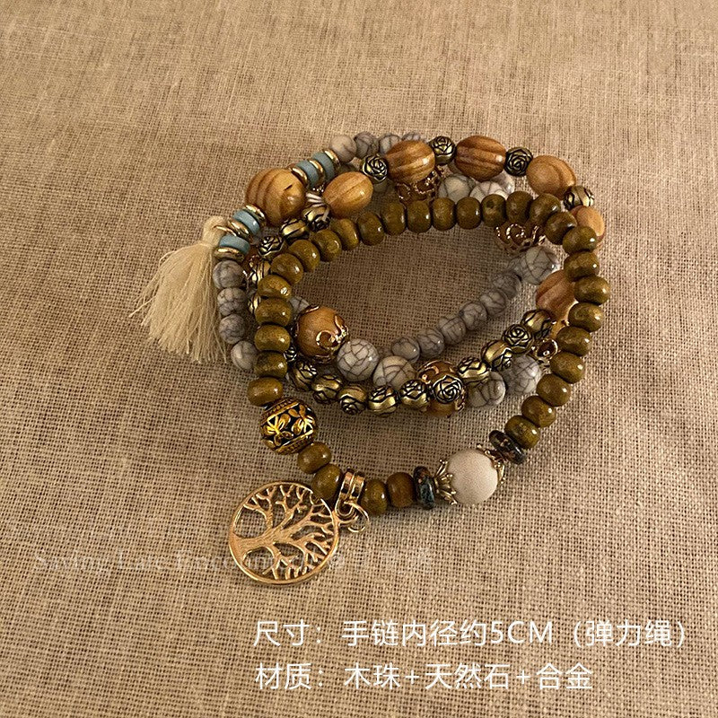 Bohemian exotic ethnic style bodhi beaded bracelet