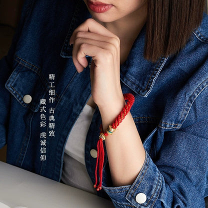 Hand-woven six-character mantra red string bracelet