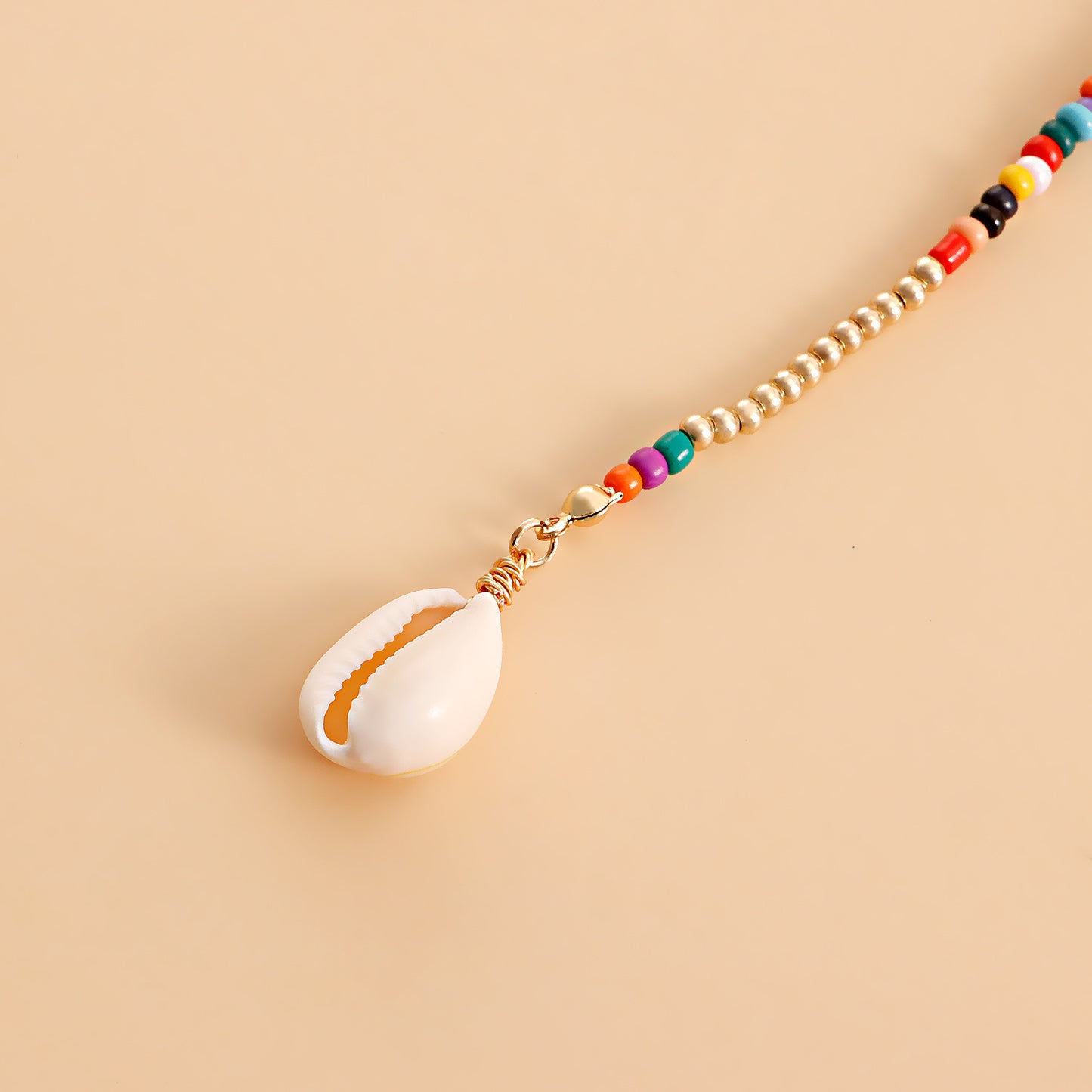 Bohemian Double Necklace Colorful Rice Beads Shell Necklace