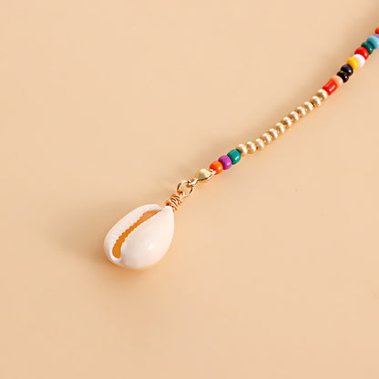 Bohemian Double Necklace Colorful Rice Beads Shell Necklace