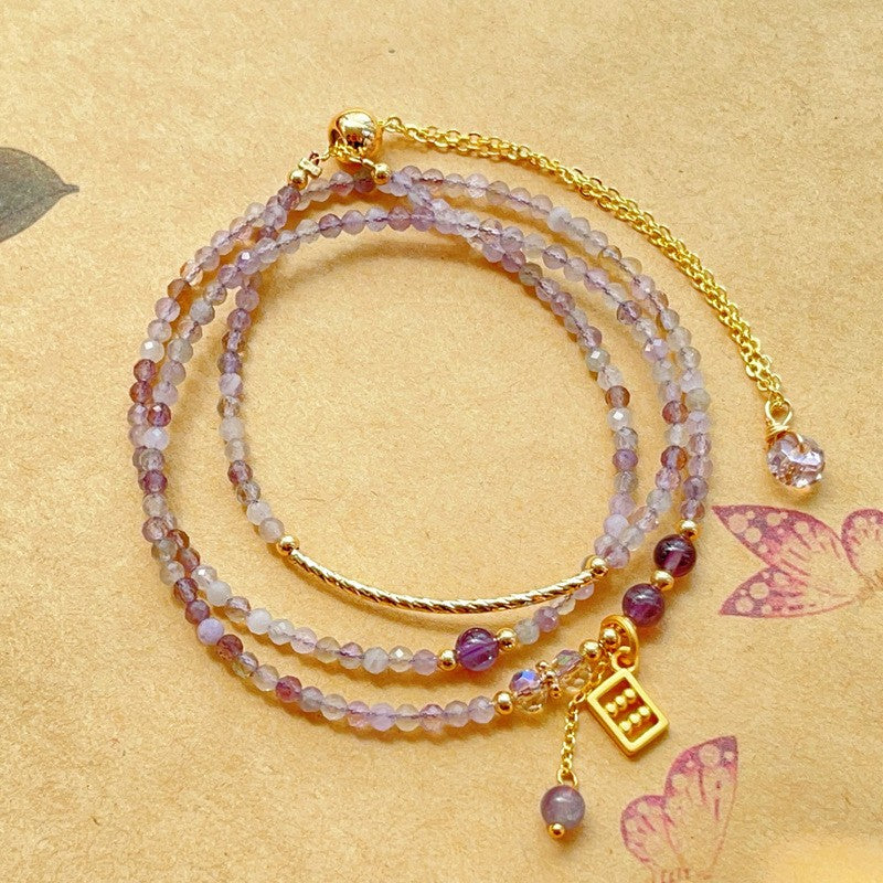 Amethyst three-circle bracelet necklace