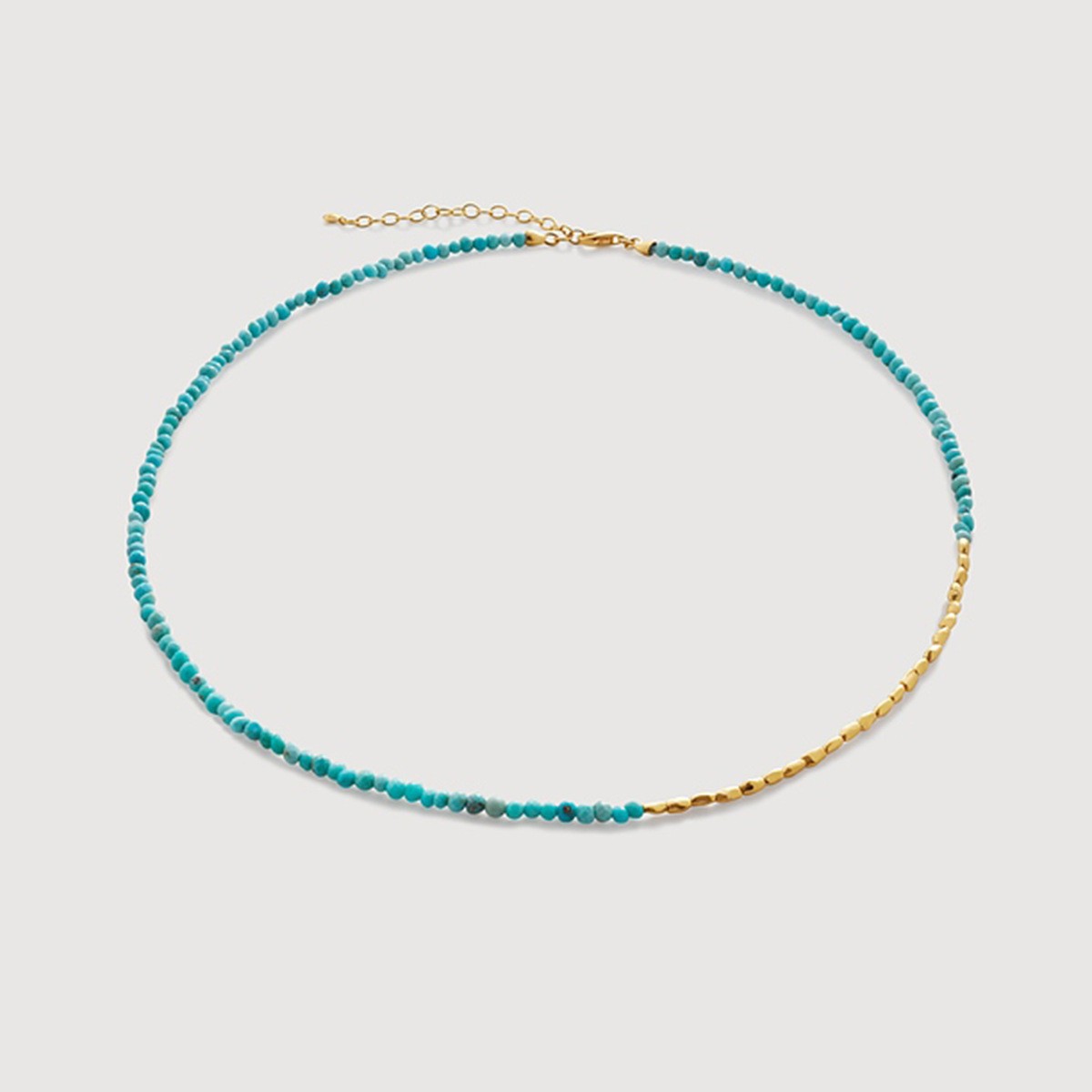 Bohemian natural stone faceted turquoise beaded necklace