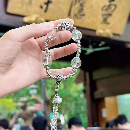 Tibetan silver green ghost lucky beads glass beads bracelet