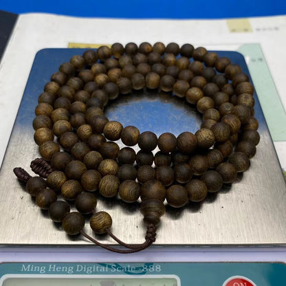 Green agarwood 108 rosary Buddhist beads bracelet