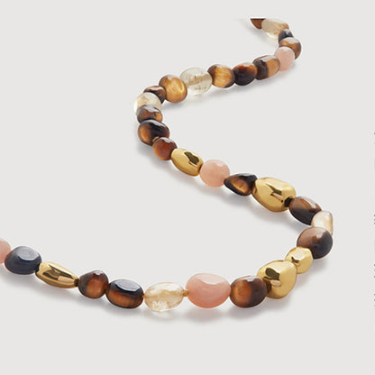 Irregular natural stone tiger eye blue pine bead necklace