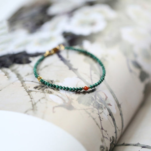 Malachite with South Red Agate 3mm Single Loop Bracelet