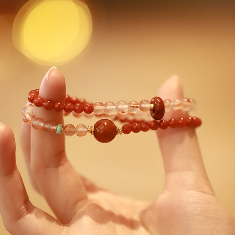 South Red Agate Double Circle Bracelet 6mm