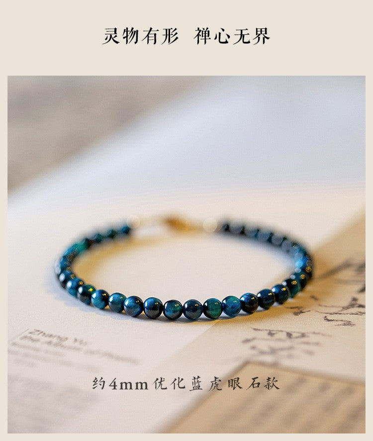 Natural blue tiger eye stone bracelet 4mm