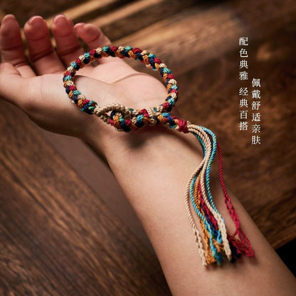 Tibetan style hand-woven cotton thread tassel bracelet for couples