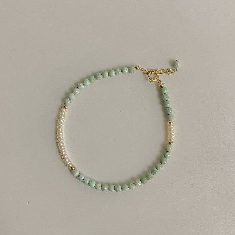 New Chinese turquoise with pearl stitching bracelet 3mm