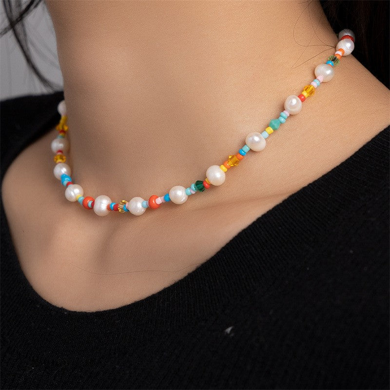 Natural freshwater pearl millet bead necklace