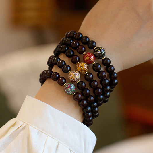 Natural small-leaf red sandalwood old material sandalwood Buddhist beads bracelet