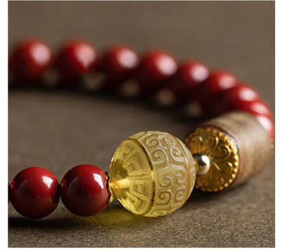 Cinnabar with beeswax agarwood bracelet 6/8mm