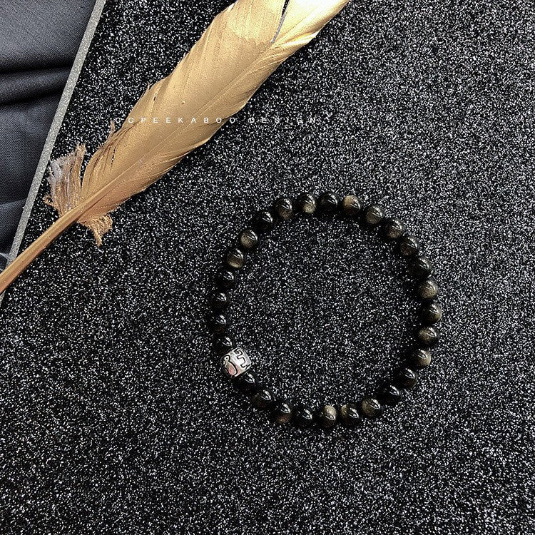 Natural Gold Obsidian Bracelet