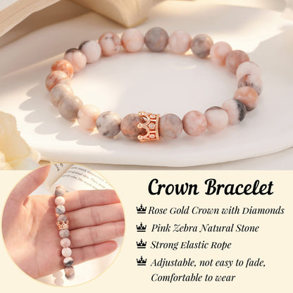 Gold Crown Pink Zebra Bracelet