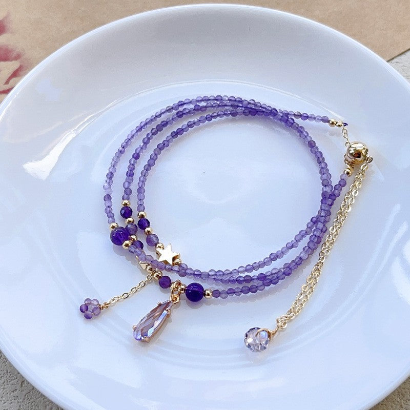 Natural Amethyst Multi-layered Bracelet