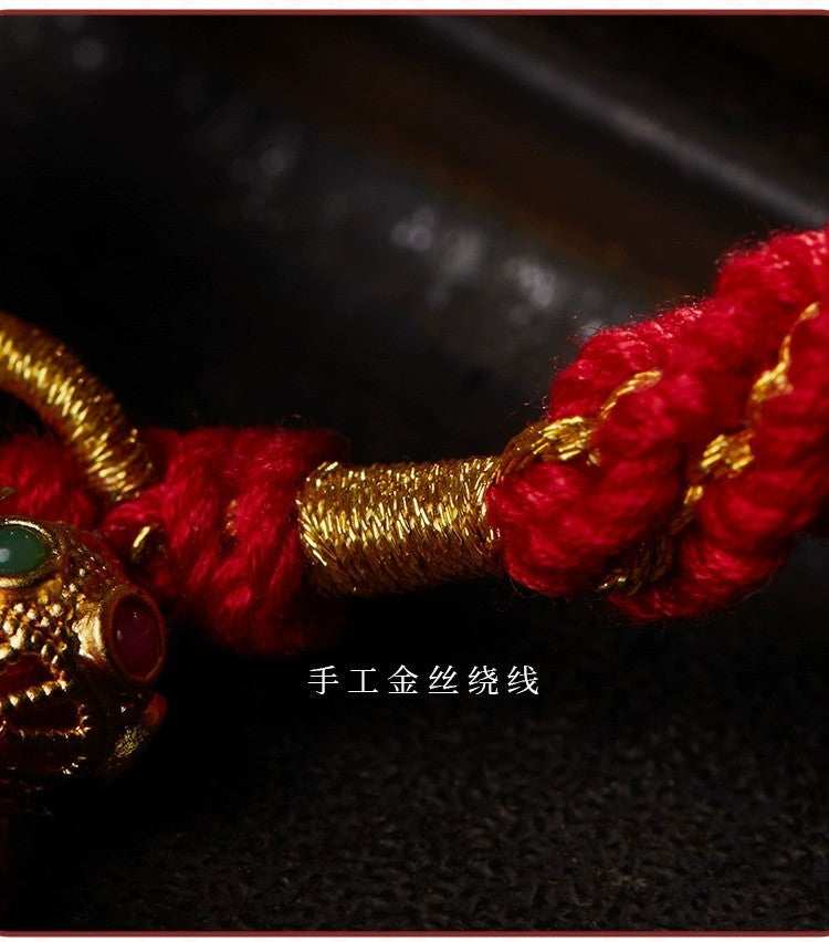 Hand-woven six-character mantra red string bracelet