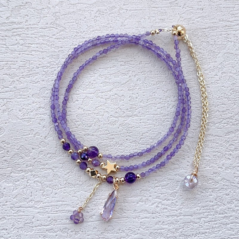 Natural Amethyst Multi-layered Bracelet