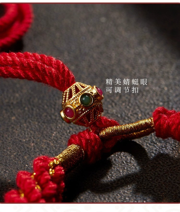 Hand-woven six-character mantra red string bracelet