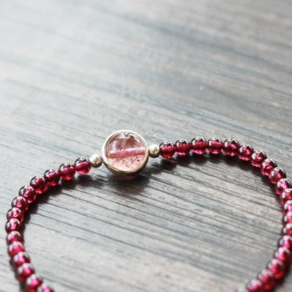 Garnet Strawberry Crystal Bracelet