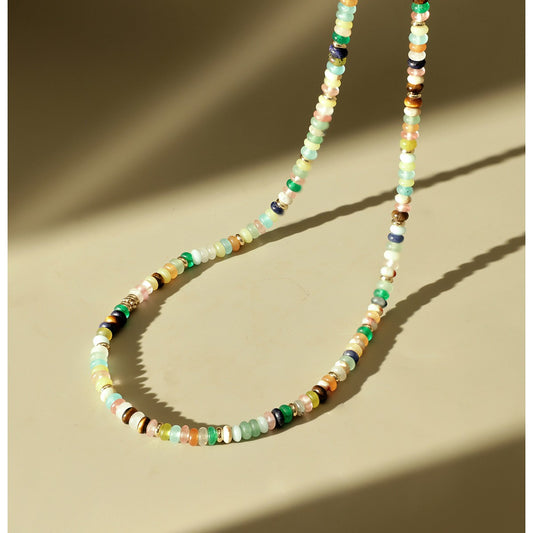 Colorful Dopamine Natural Stone Beaded Necklace