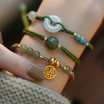 Hetian jade hand-woven bracelet