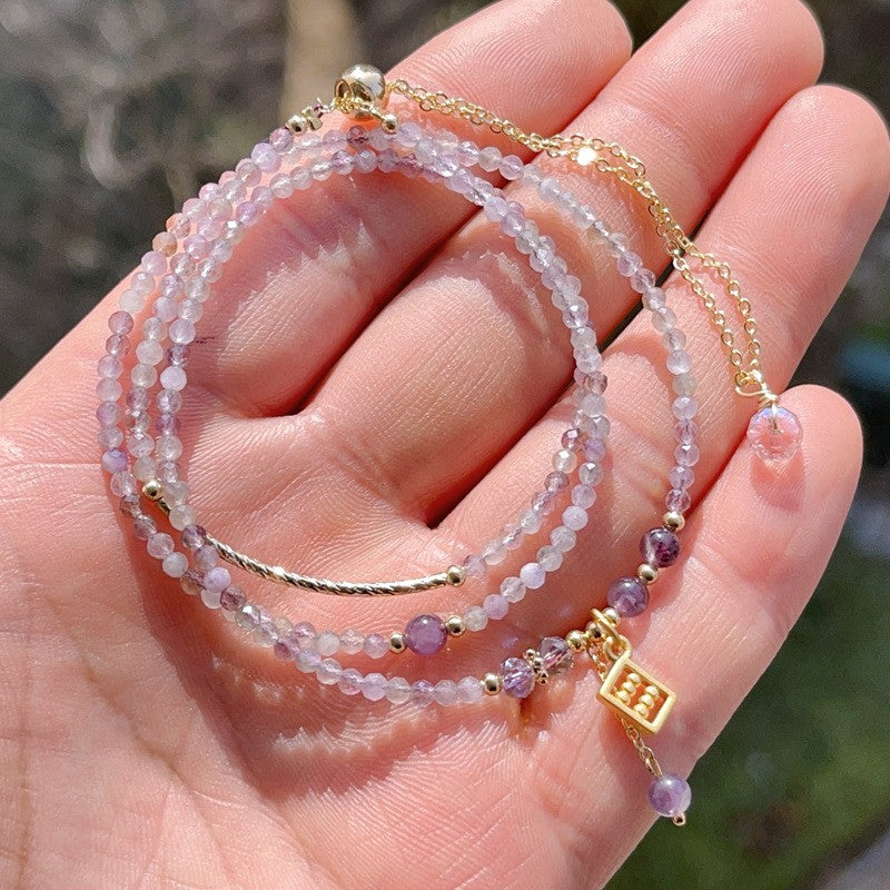 Amethyst three-circle bracelet necklace