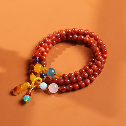 South Red Agate Beeswax Pendant Ethnic Style Bracelet 5mm