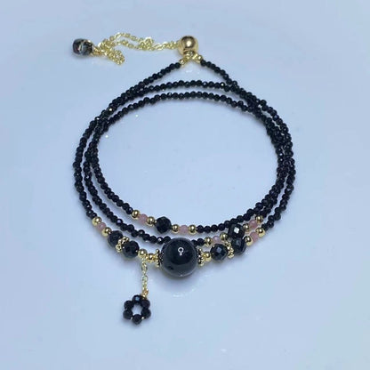 Black Tourmaline Three-Circle Bracelet