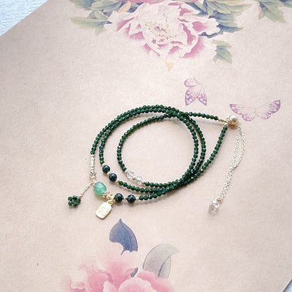 Green spinel three-circle bracelet