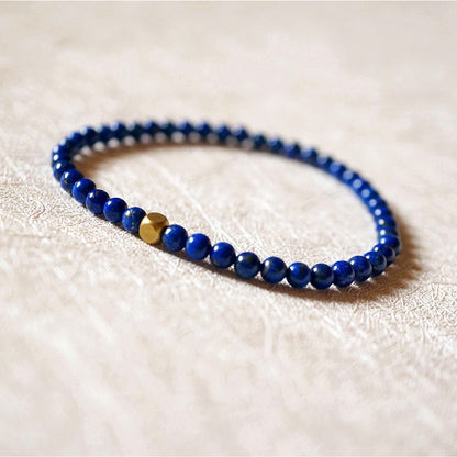 Lapis Lazuli Bracelet 4mm Single Loop Thin Bracelet