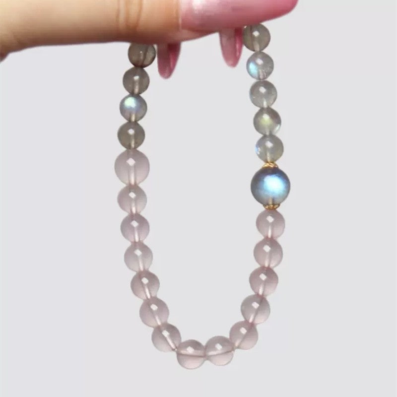 Rose Quartz with Moonstone Bracelet 6mm