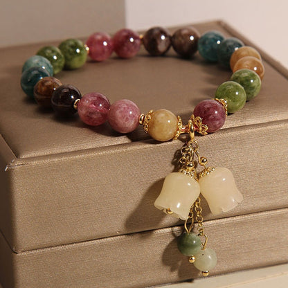 Lily of the valley pendant Ruyi tourmaline bracelet