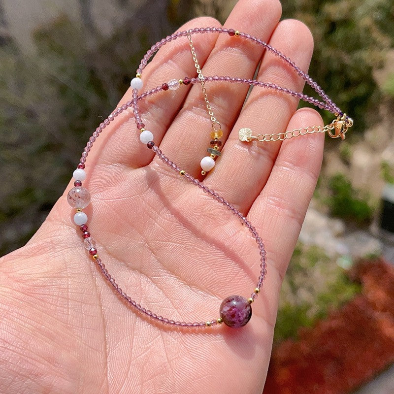 Amethyst Pearl Tourmaline Double Chain Bracelet