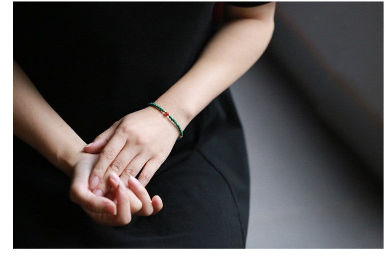 Malachite with South Red Agate 3mm Single Loop Bracelet