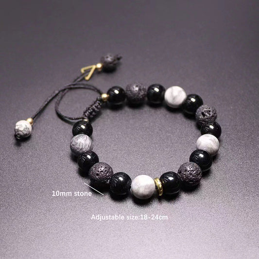 Obsidian Bracelet High grade volcanic stone bead bracelet