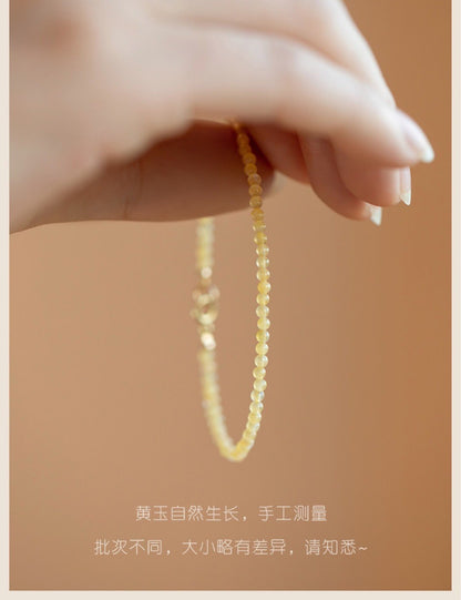 Natural yellow agate wealth stone bracelet 2-3mm