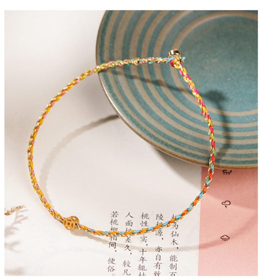 Hand-woven red string colorful ultra-thin bracelet