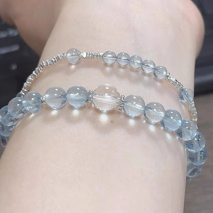 💦Aquamarine Broken Silver Crystal Bracelet